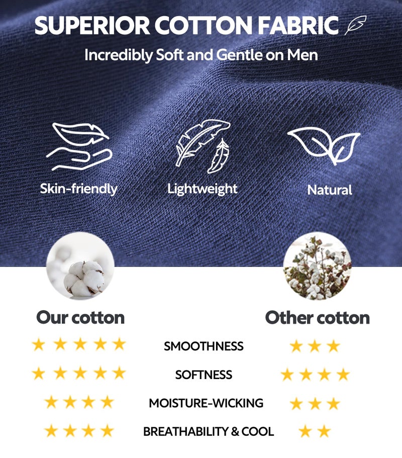 DAVID ARCHY Men's Pajamas Set Soft Cotton Long Sleeve Sleepwear Comfy Loungewear Pjs with Pockets (M, Navy Blue) - Image 2